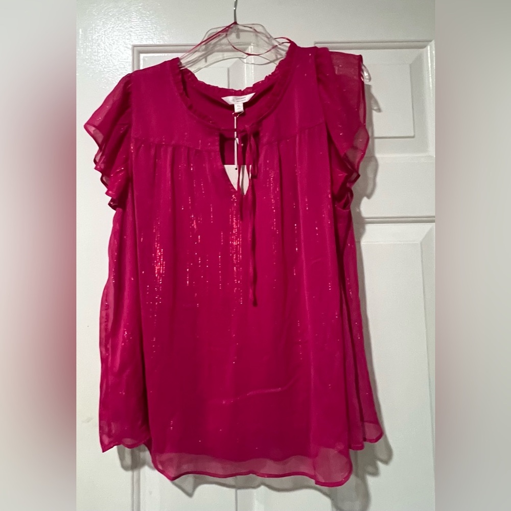 Lauren Conrad Vibrant Pink Ruffled Blouse!